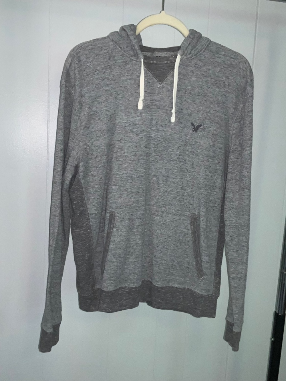 American Eagle thermal lightweight hoodie Sz M contrast trim kangaroo pocket